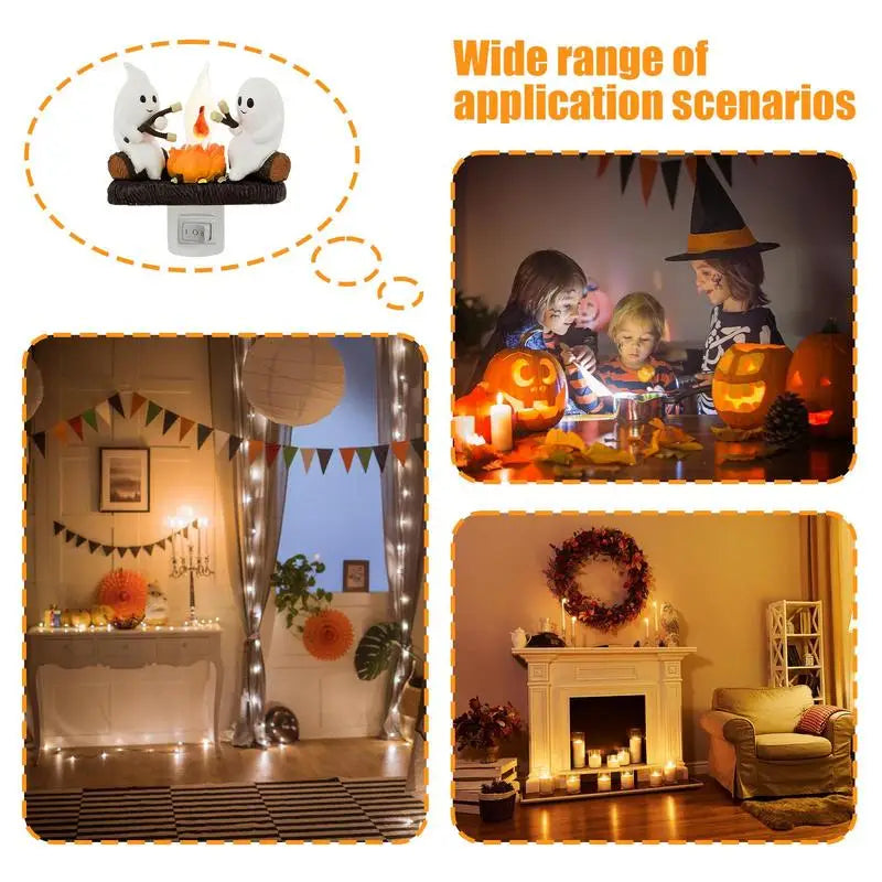 Ghost Campfire Flickering Night Light 2024 Halloween 